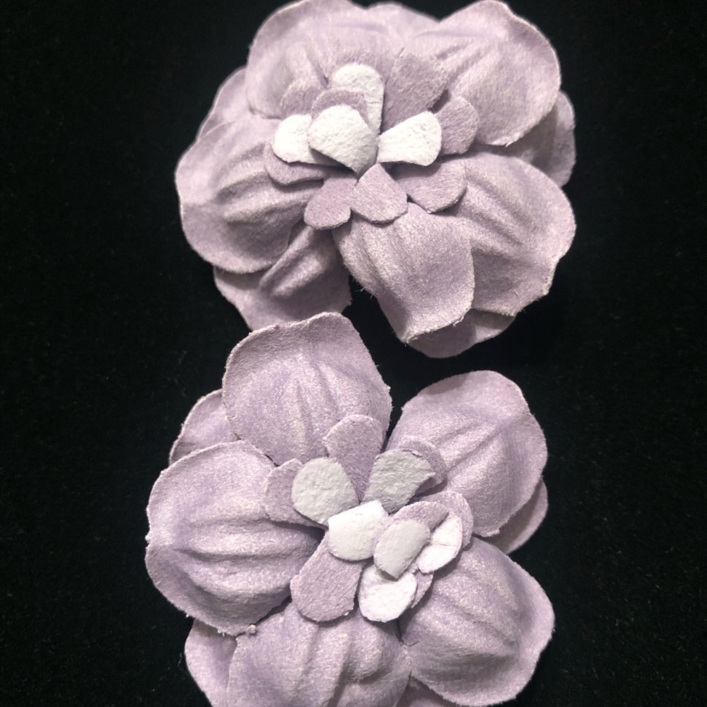 Lavender Fabric Floral Hair Clips